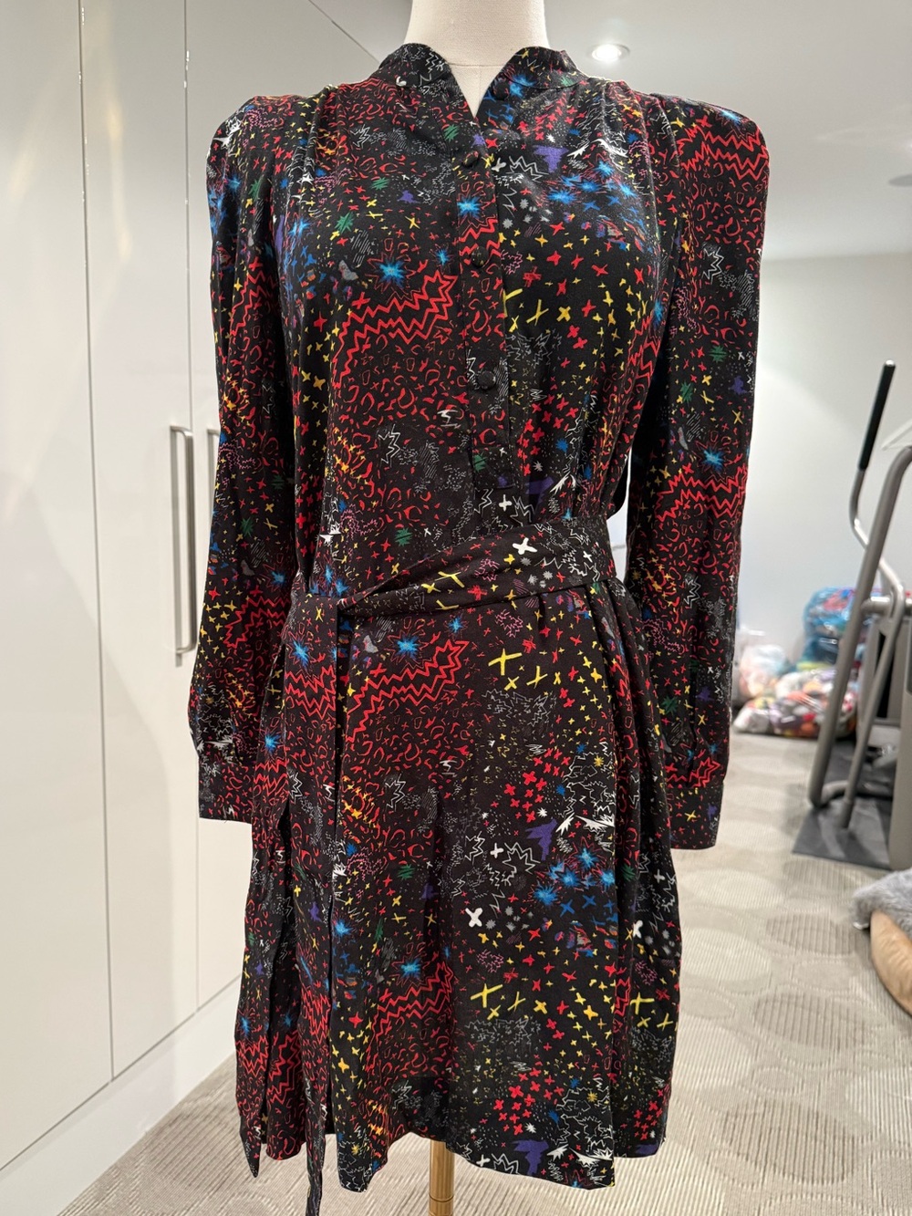 Zadig & Voltaire Black Multi-Print Long-Sleeve ‘Retouch Glam Rock’ Dress